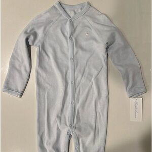 NWT BEAUTIFUL! “Ralph Lauren” Pearl Blue Footed Onesie! Size 9 Months!